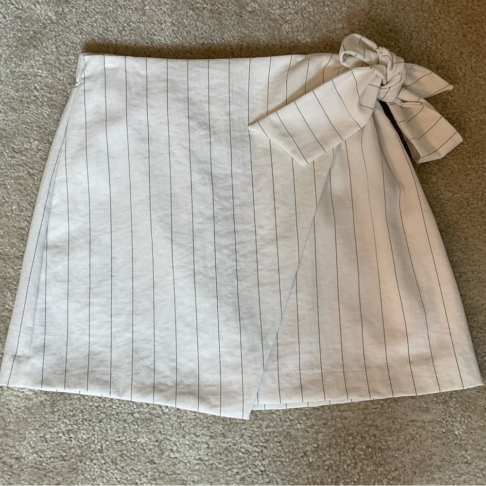 Maison d’ Amelie Paris Pinstripe Faux Wrap Skirt M - Picture 3 of 7